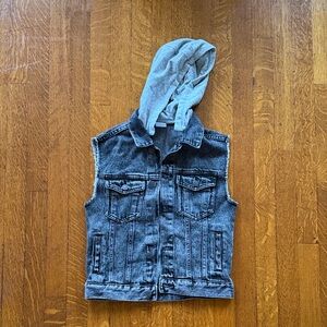 Zara Kids Denim Vest with Gray Hood